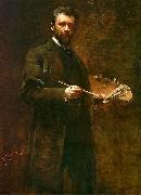 Franciszek zmurko Self-portrait with a palette. France oil painting artist